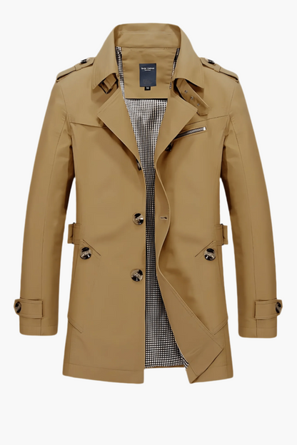 Herren Trenchcoat mit Reverskragen – Klassischer Mantel für Business und Freizeit