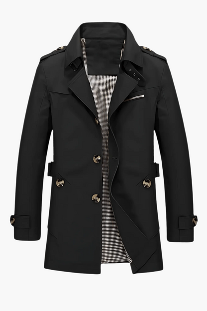 Herren Trenchcoat mit Reverskragen – Klassischer Mantel für Business und Freizeit