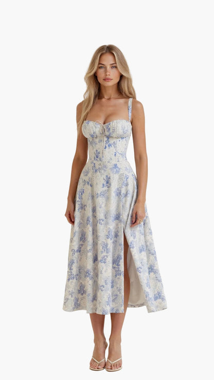 Damen Midikleid mit Korsett-Oberteil – Eleganter Sommer-Look für besondere Anlässe