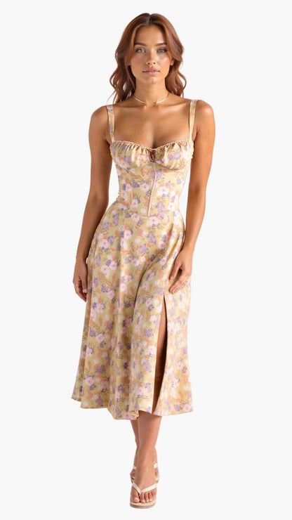 Damen Midikleid mit Korsett-Oberteil – Eleganter Sommer-Look für besondere Anlässe