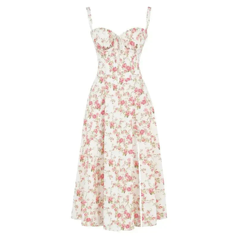 Damen Midikleid mit Korsett-Oberteil – Eleganter Sommer-Look für besondere Anlässe