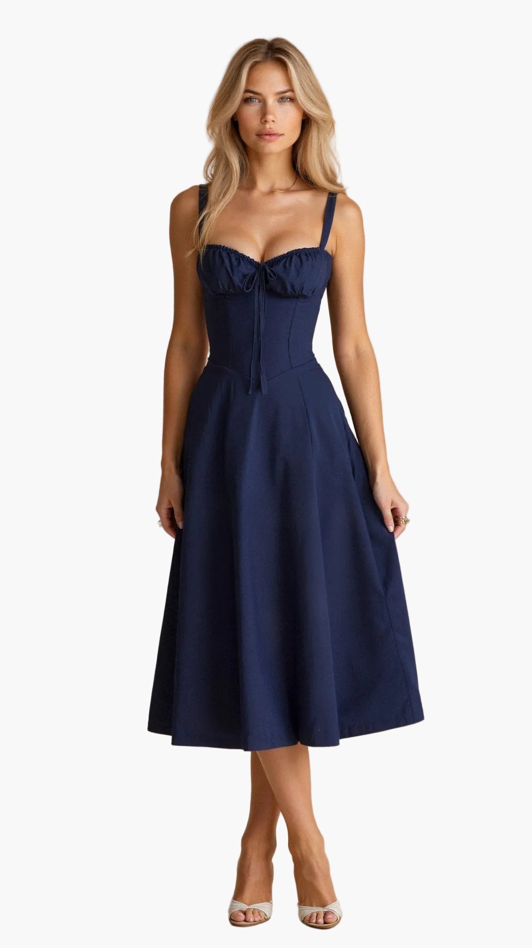 Damen Midikleid mit Korsett-Oberteil – Eleganter Sommer-Look für besondere Anlässe