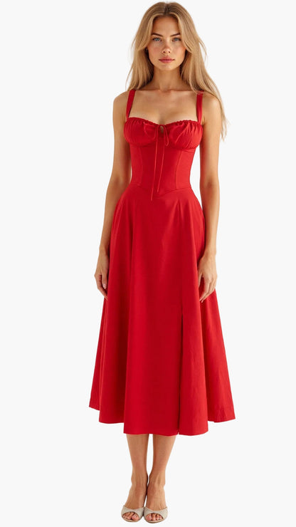 Damen Midikleid mit Korsett-Oberteil – Eleganter Sommer-Look für besondere Anlässe