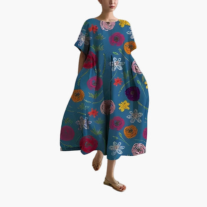 Damen Oversize Sommerkleid mit Blumenmuster – Freizeit Boho Look, Komfort & Style