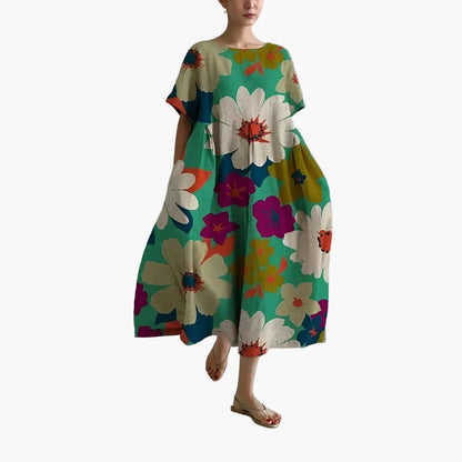 Damen Oversize Sommerkleid mit Blumenmuster – Freizeit Boho Look, Komfort & Style