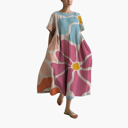 Damen Oversize Sommerkleid mit Blumenmuster – Freizeit Boho Look, Komfort & Style