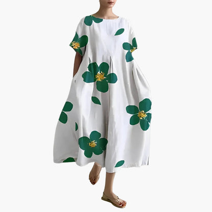 Damen Oversize Sommerkleid mit Blumenmuster – Freizeit Boho Look, Komfort & Style