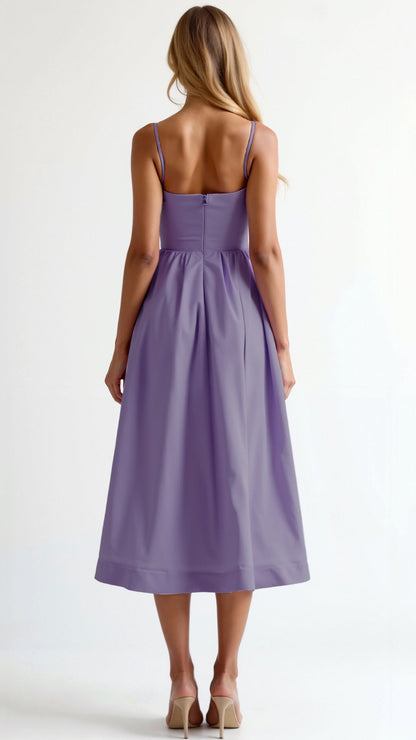 Damen Midikleid mit Spaghettiträgern – Elegantes Sommerkleid für Alltag & Feste