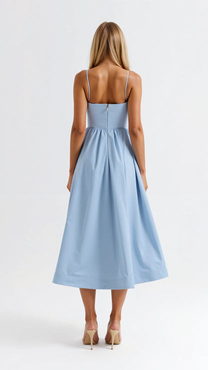Damen Midikleid mit Spaghettiträgern – Elegantes Sommerkleid für Alltag & Feste