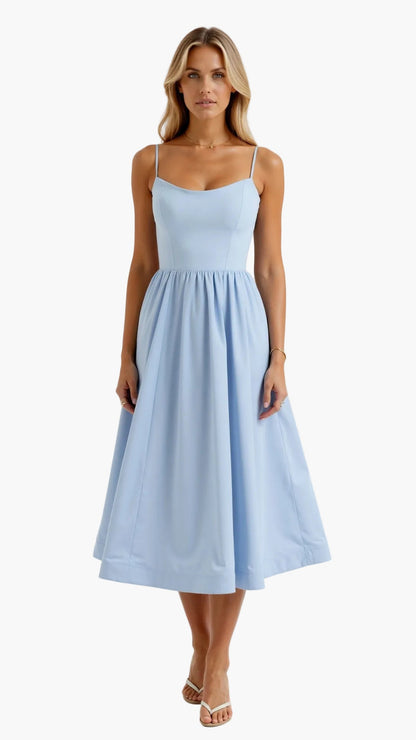 Damen Midikleid mit Spaghettiträgern – Elegantes Sommerkleid für Alltag & Feste