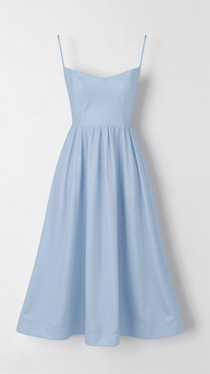 Damen Midikleid mit Spaghettiträgern – Elegantes Sommerkleid für Alltag & Feste