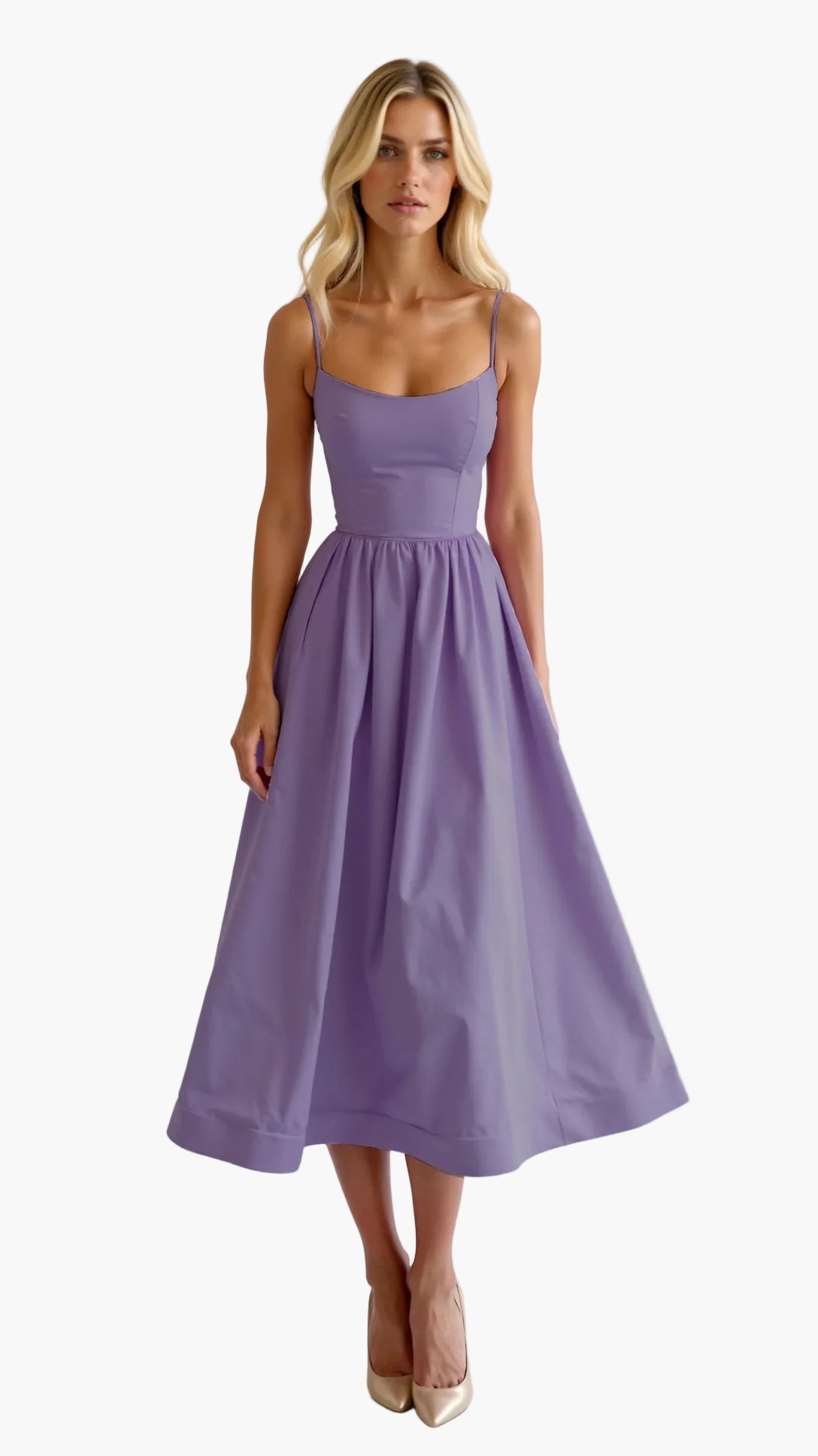 Damen Midikleid mit Spaghettiträgern – Elegantes Sommerkleid für Alltag & Feste