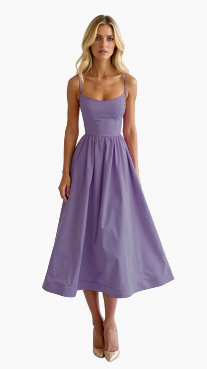 Damen Midikleid mit Spaghettiträgern – Elegantes Sommerkleid für Alltag & Feste