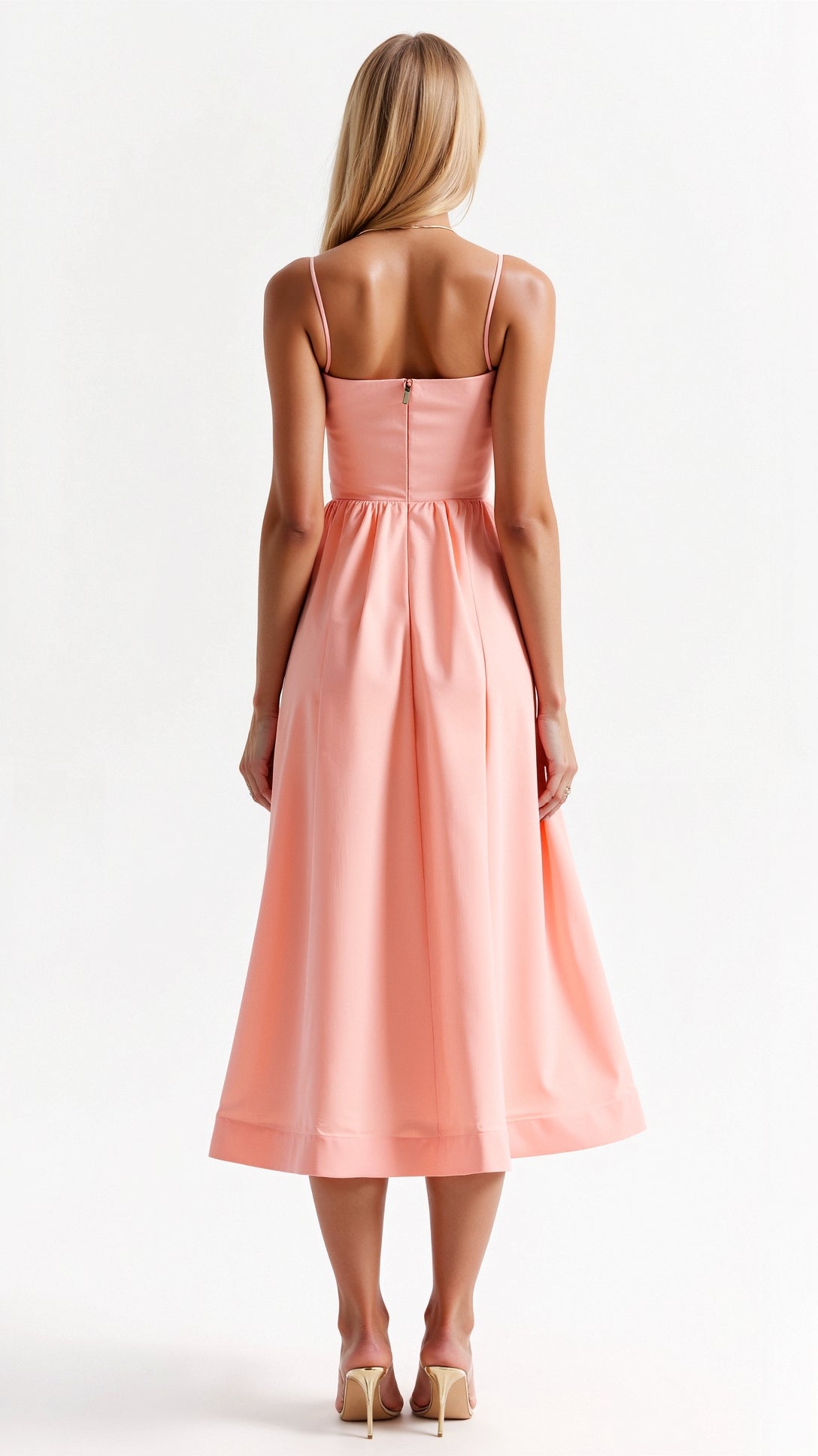 Damen Midikleid mit Spaghettiträgern – Elegantes Sommerkleid für Alltag & Feste