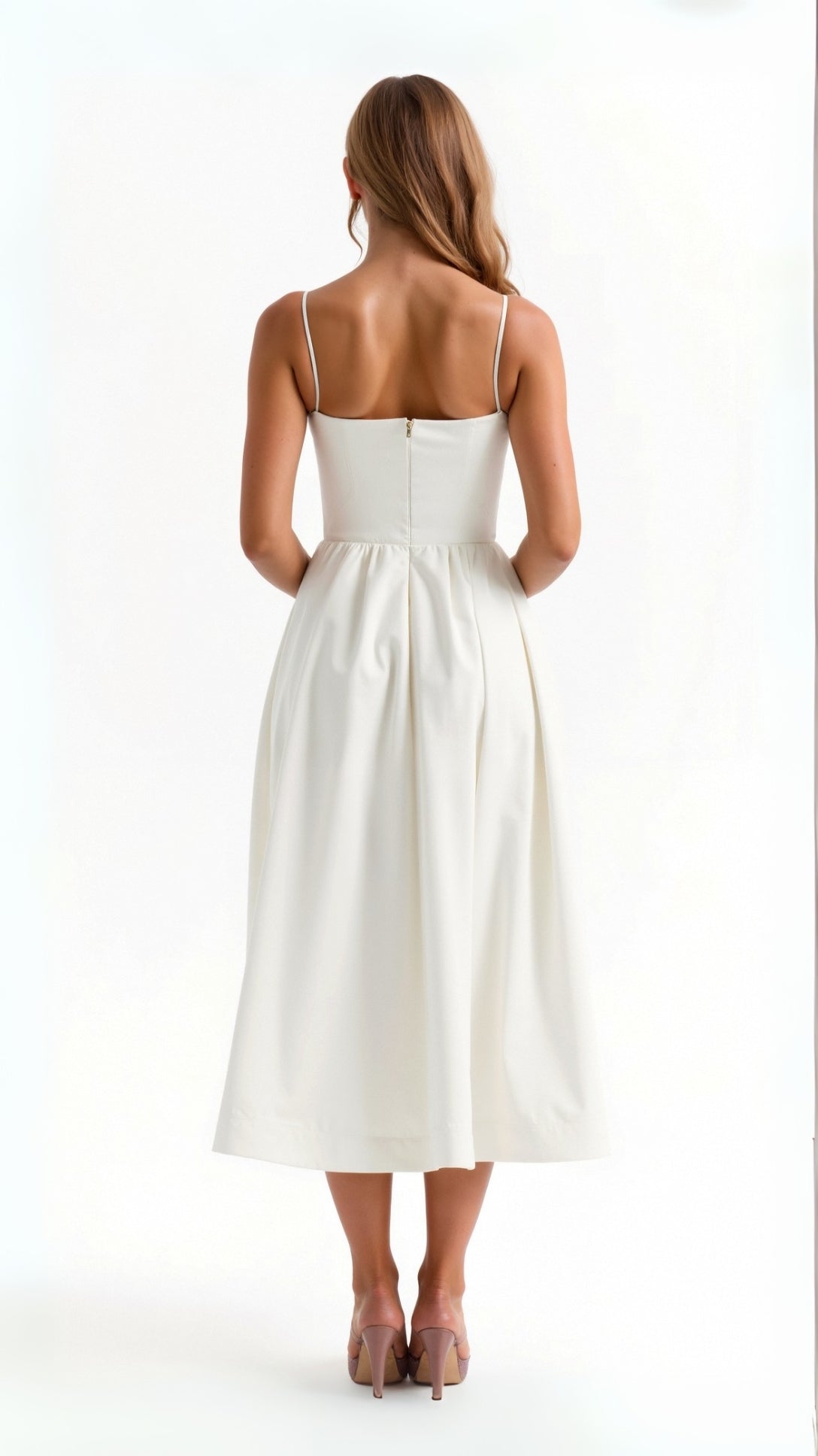 Damen Midikleid mit Spaghettiträgern – Elegantes Sommerkleid für Alltag & Feste