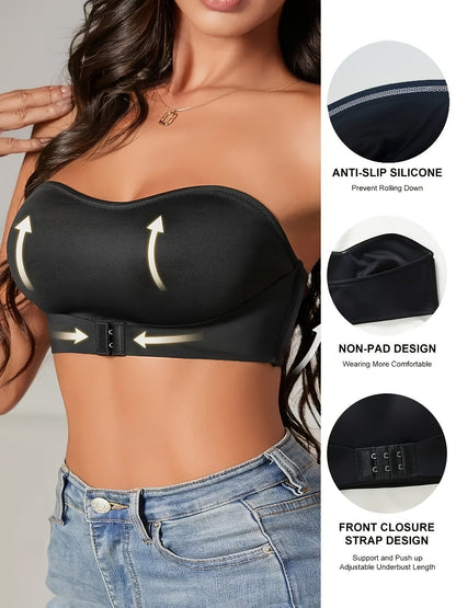 Damen Sportlicher Nahtloser Anti-Rutsch Bandeau BH für Aktive Momente