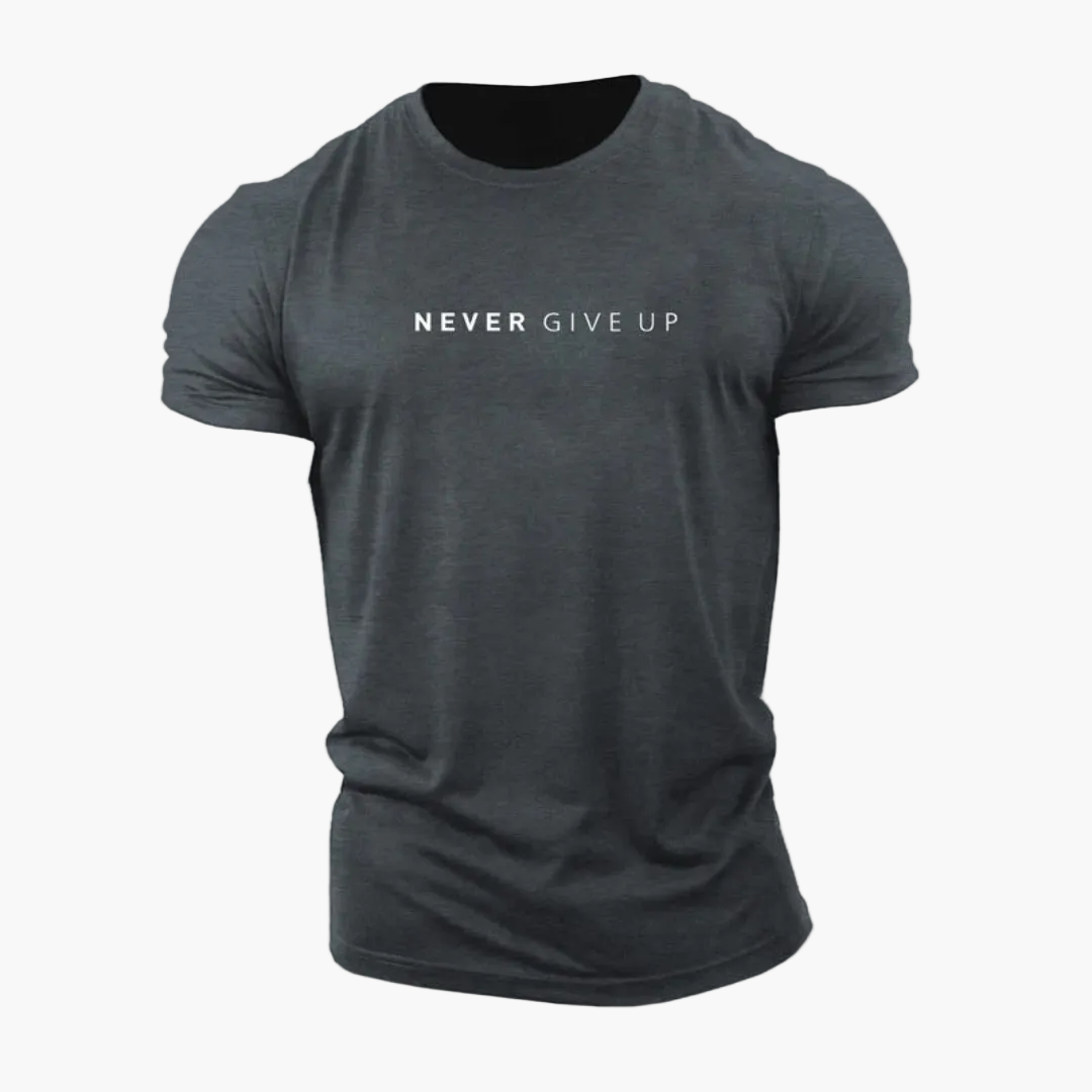 Herren Motiv T-Shirt "Never Give Up" – Motivationsshirt für Alltag & Sport