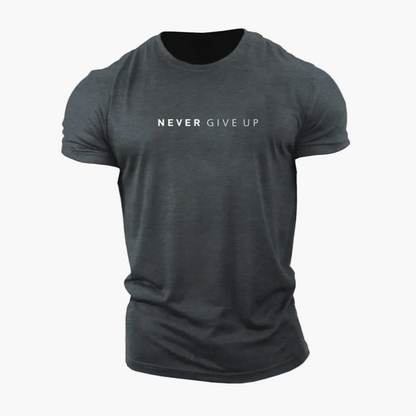 Herren Motiv T-Shirt "Never Give Up" – Motivationsshirt für Alltag & Sport