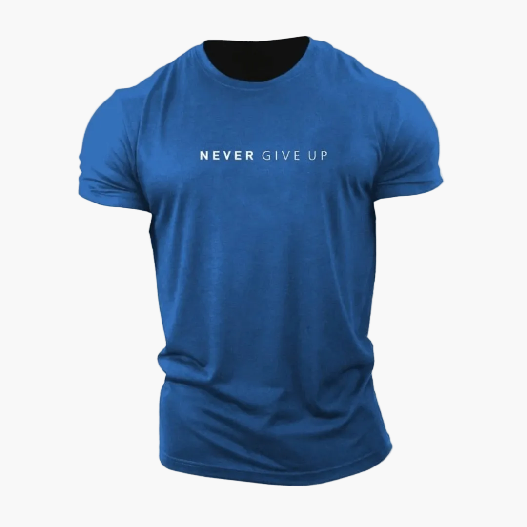 Herren Motiv T-Shirt "Never Give Up" – Motivationsshirt für Alltag & Sport
