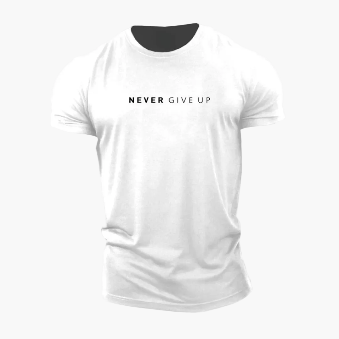 Herren Motiv T-Shirt "Never Give Up" – Motivationsshirt für Alltag & Sport