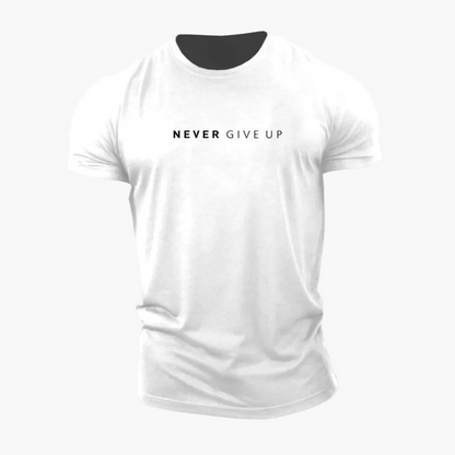 Herren Motiv T-Shirt "Never Give Up" – Motivationsshirt für Alltag & Sport