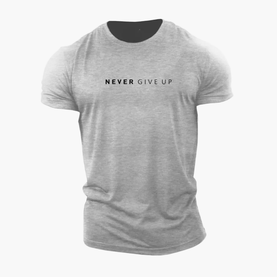 Herren Motiv T-Shirt "Never Give Up" – Motivationsshirt für Alltag & Sport