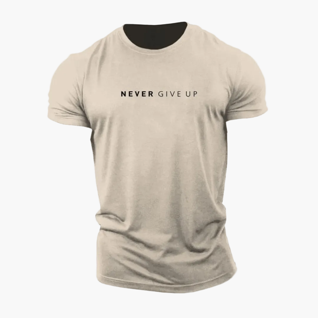 Herren Motiv T-Shirt "Never Give Up" – Motivationsshirt für Alltag & Sport