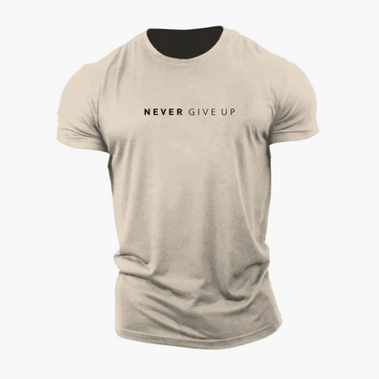Herren Motiv T-Shirt "Never Give Up" – Motivationsshirt für Alltag & Sport