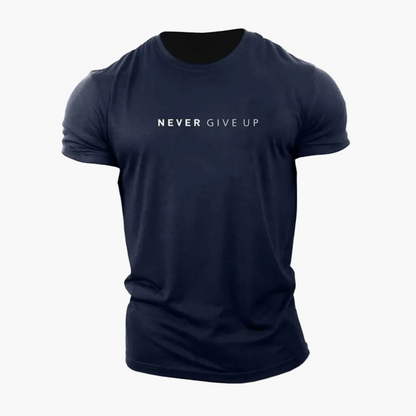 Herren Motiv T-Shirt "Never Give Up" – Motivationsshirt für Alltag & Sport