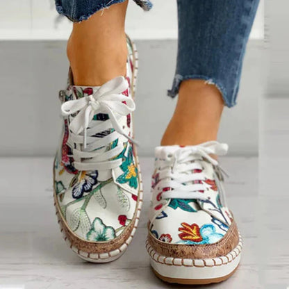Damen Sneaker mit floralen Mustern – Modische Freizeitschuhe mit orthopädischem Komfort