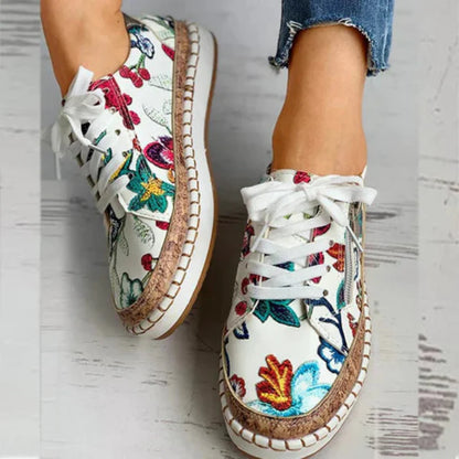 Damen Sneaker mit floralen Mustern – Modische Freizeitschuhe mit orthopädischem Komfort