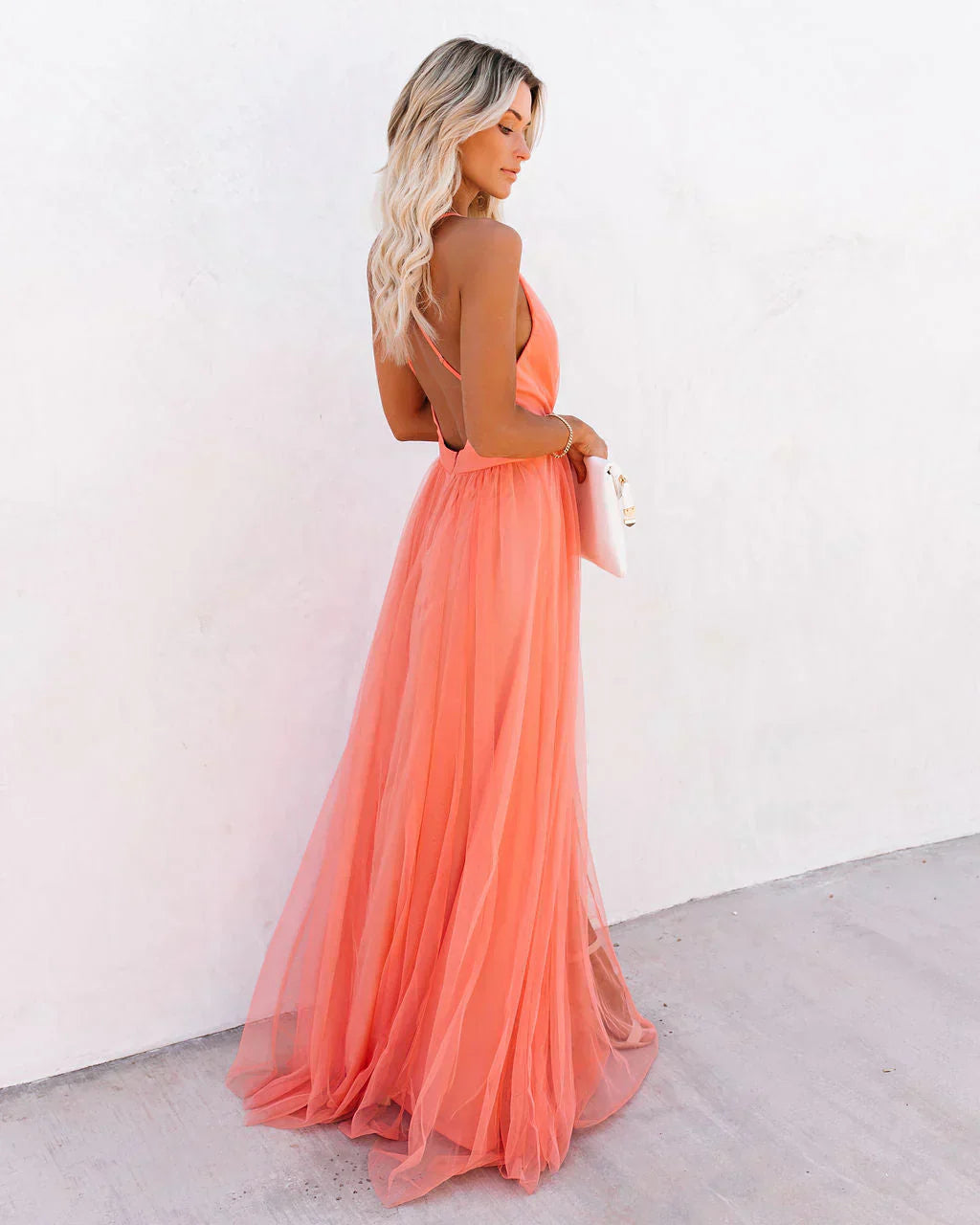 Damen Maxikleid Elegant Sommer Abendkleid mit Spaghettiträgern für Feste und Gartenpartys