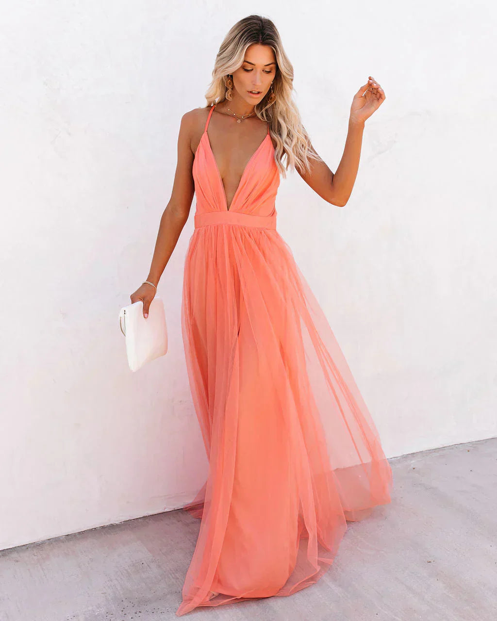 Damen Maxikleid Elegant Sommer Abendkleid mit Spaghettiträgern für Feste und Gartenpartys