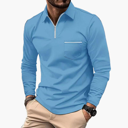 Elegantes Herren-Langarmshirt mit Reißverschluss – Sportlicher Business-Look