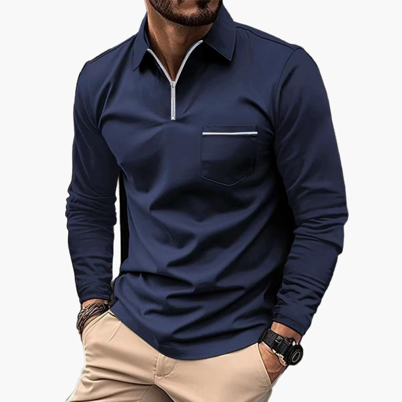 Elegantes Herren-Langarmshirt mit Reißverschluss – Sportlicher Business-Look