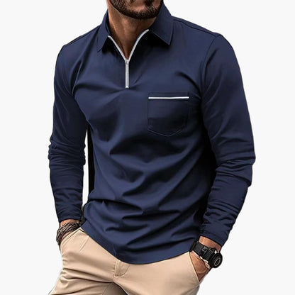 Elegantes Herren-Langarmshirt mit Reißverschluss – Sportlicher Business-Look