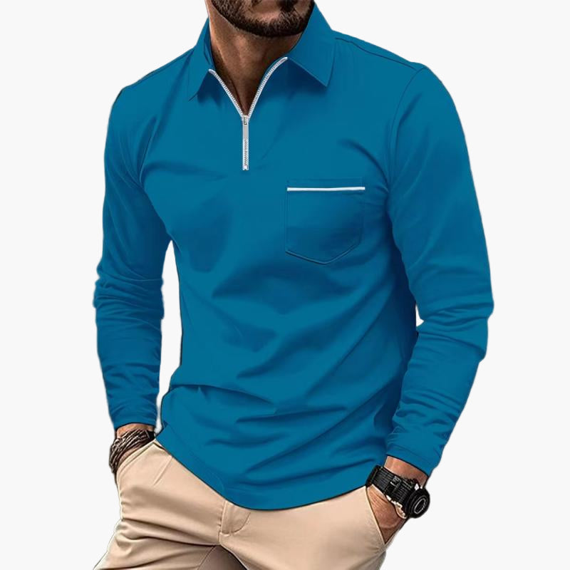 Elegantes Herren-Langarmshirt mit Reißverschluss – Sportlicher Business-Look