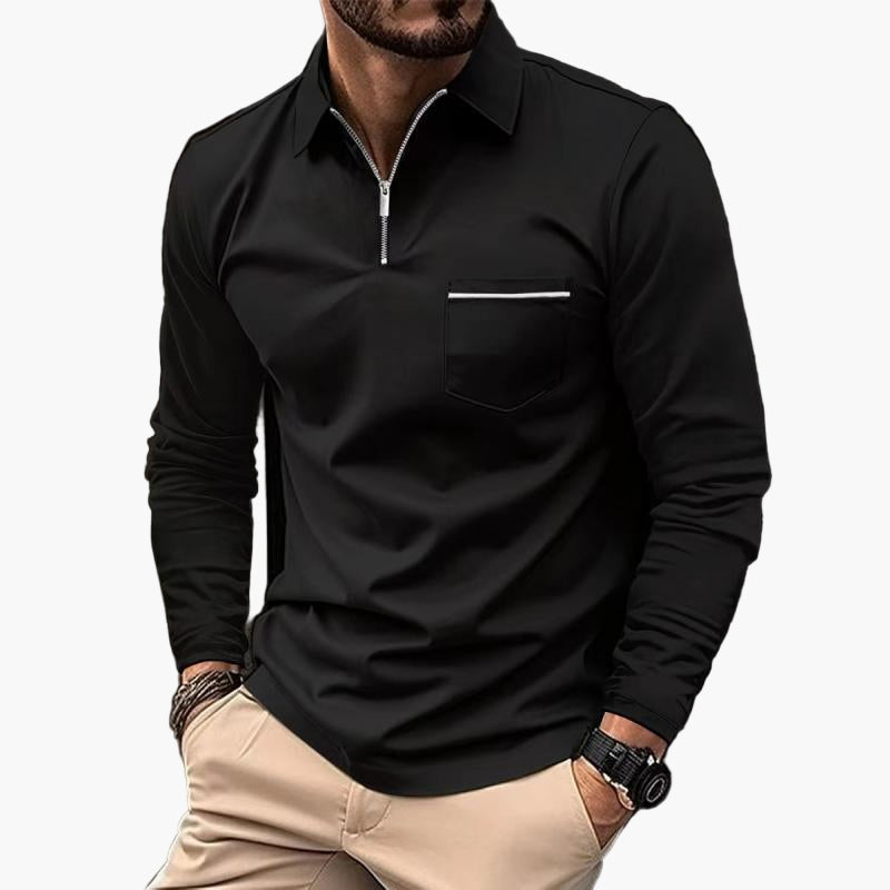 Elegantes Herren-Langarmshirt mit Reißverschluss – Sportlicher Business-Look