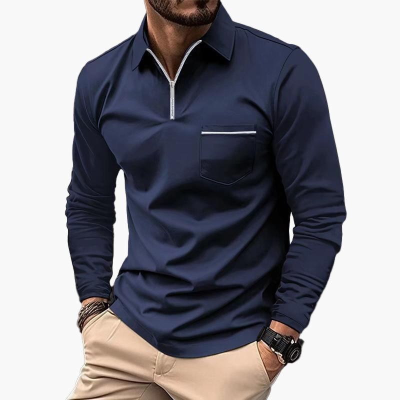 Elegantes Herren-Langarmshirt mit Reißverschluss – Sportlicher Business-Look