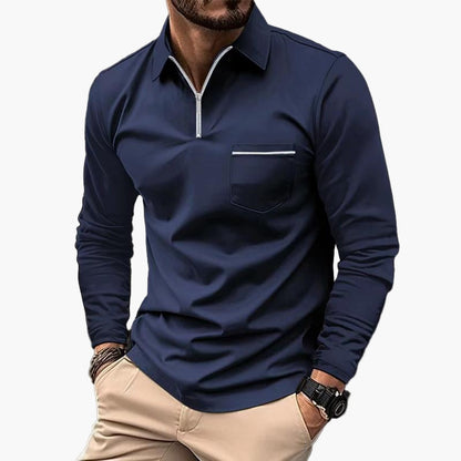 Elegantes Herren-Langarmshirt mit Reißverschluss – Sportlicher Business-Look