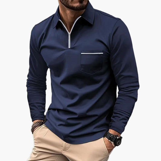 Elegantes Herren-Langarmshirt mit Reißverschluss – Sportlicher Business-Look