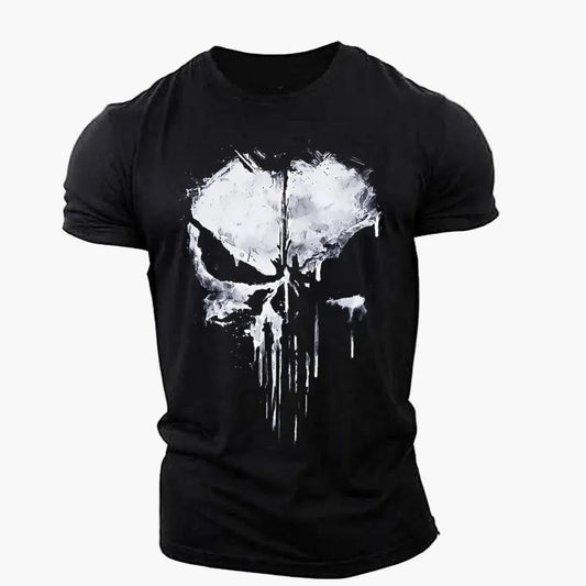 Herren T-Shirt mit Totenkopf-Print – Sport & Streetwear, Slim Fit