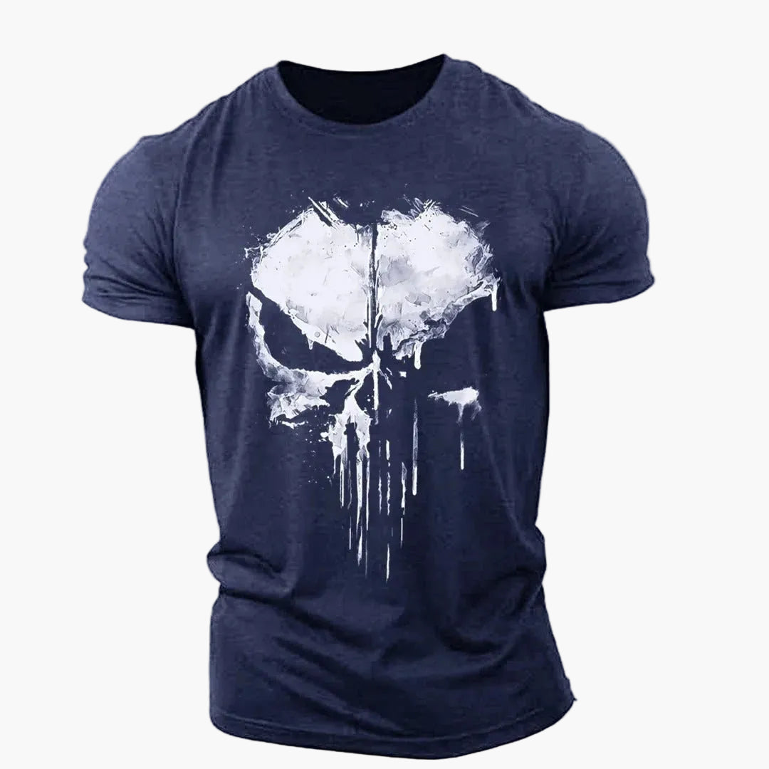 Herren T-Shirt mit Totenkopf-Print – Sport & Streetwear, Slim Fit