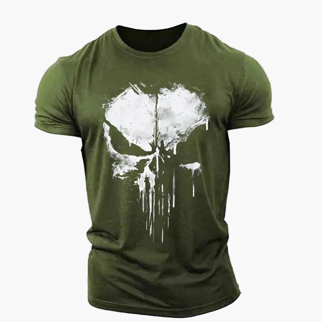 Herren T-Shirt mit Totenkopf-Print – Sport & Streetwear, Slim Fit