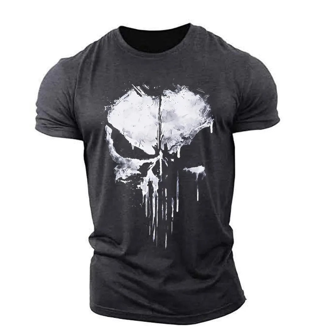 Herren T-Shirt mit Totenkopf-Print – Sport & Streetwear, Slim Fit