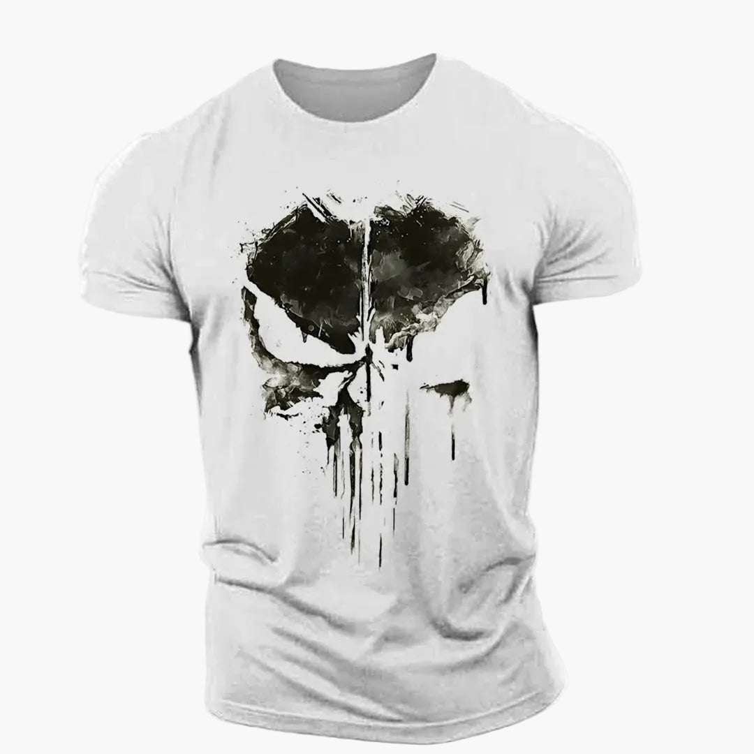 Herren T-Shirt mit Totenkopf-Print – Sport & Streetwear, Slim Fit
