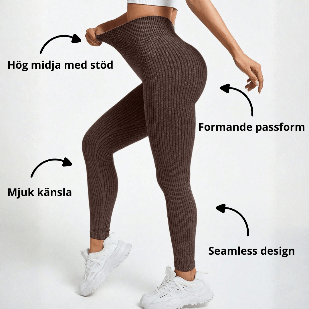 Damen Seamless Rippen-Leggings – Formende High Waist Sportleggings für Fitness & Alltag
