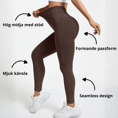 Damen Seamless Rippen-Leggings – Formende High Waist Sportleggings für Fitness & Alltag