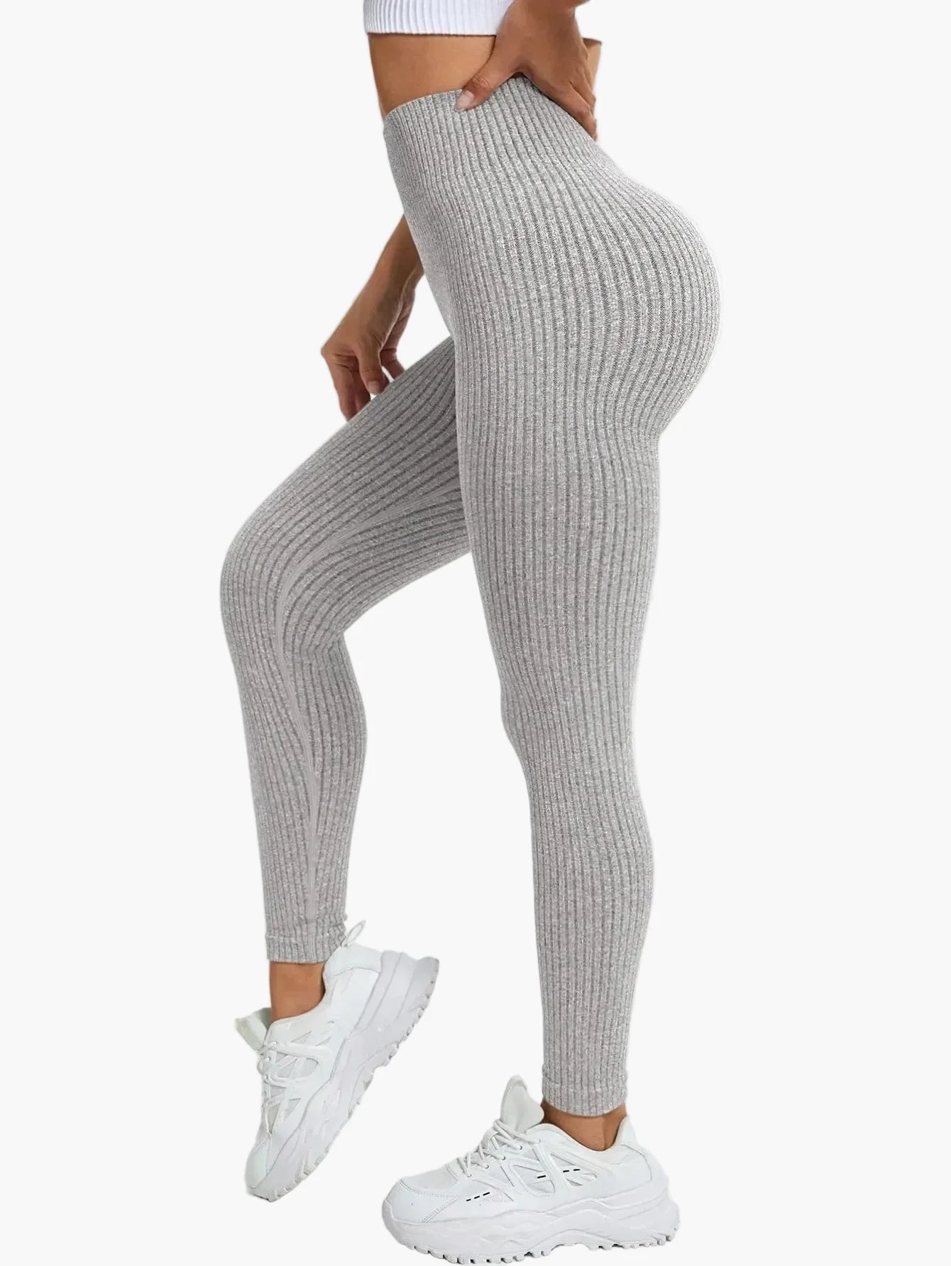 Damen Seamless Rippen-Leggings – Formende High Waist Sportleggings für Fitness & Alltag