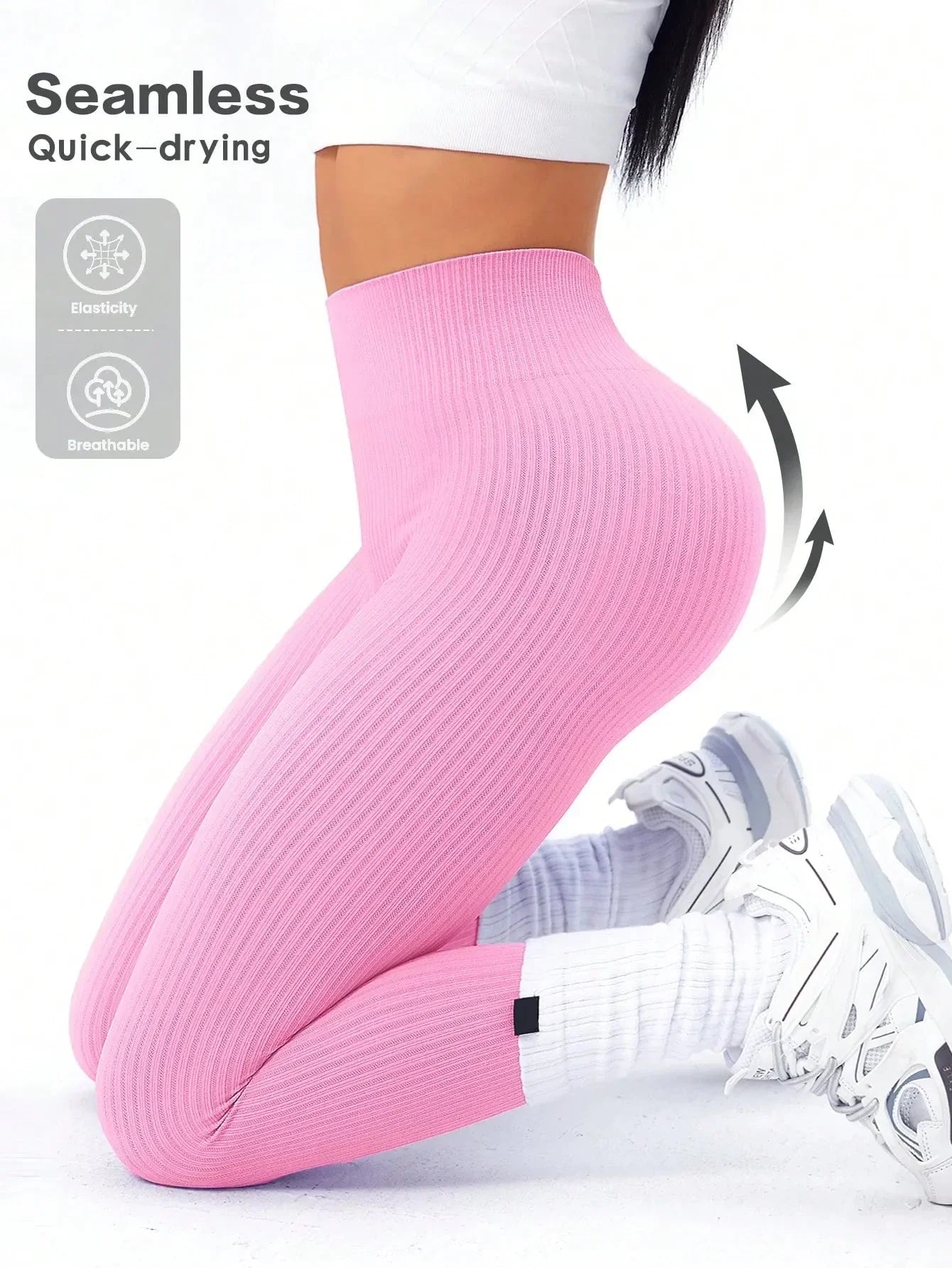 Damen Seamless Rippen-Leggings – Formende High Waist Sportleggings für Fitness & Alltag